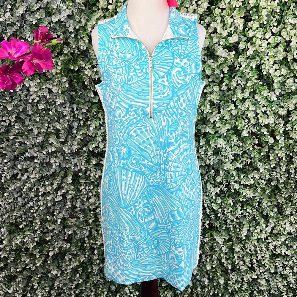 Lilly Pulitzer Sleeveless Skipper Dress Succulent Blue Sea Cups NWT